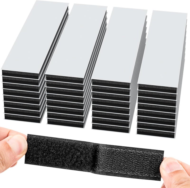 Teela 32 Sets 1x4 Inch Hook and Loop Strips with Adhesive, Strong Sticky Back, Heavy Duty Fasteners, Double Sided Mounting Tape for Wall Hanging Picture, Home, Office, School, No Holes Needed, Black - Image 1